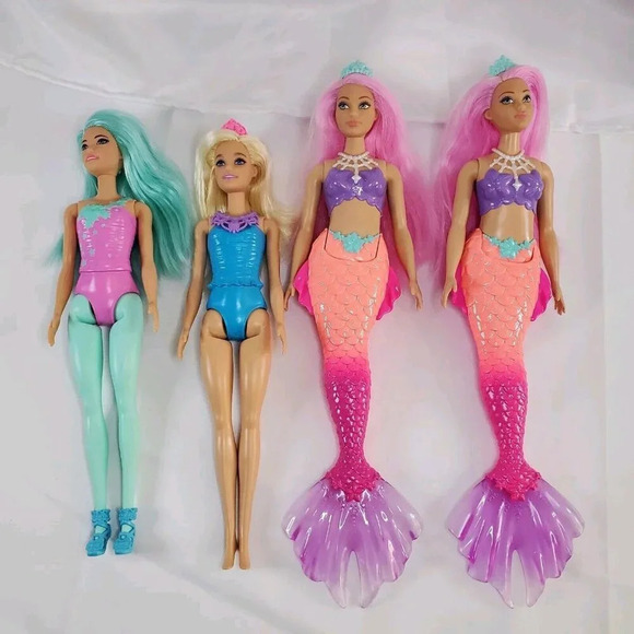 4 Barbie Dreamtopia Dolls Mermaid Tail Doll Rainbow Ombre Lot Of 4 - Picture 1 of 8